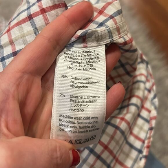 Jcrew‎ men’s red, blue and tan plaid cotton long sleeve button front shirt - Picture 3 of 5